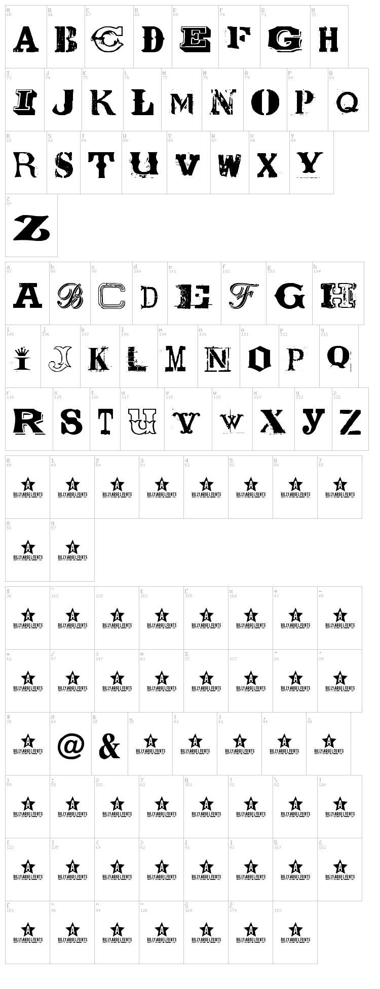 Coolector font map