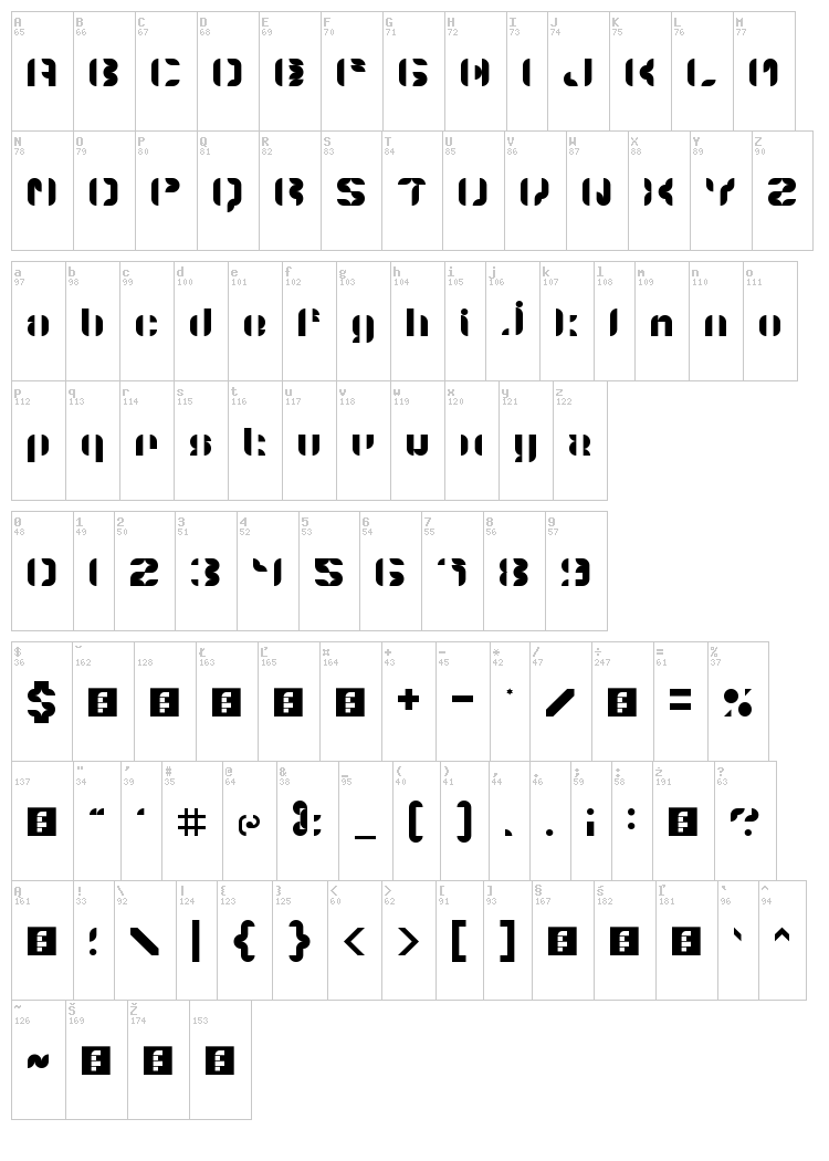 5 Structonix font map