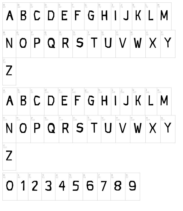 CF Rock Age font map