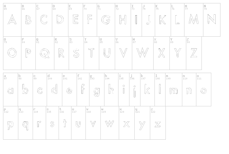 Future Lines font map