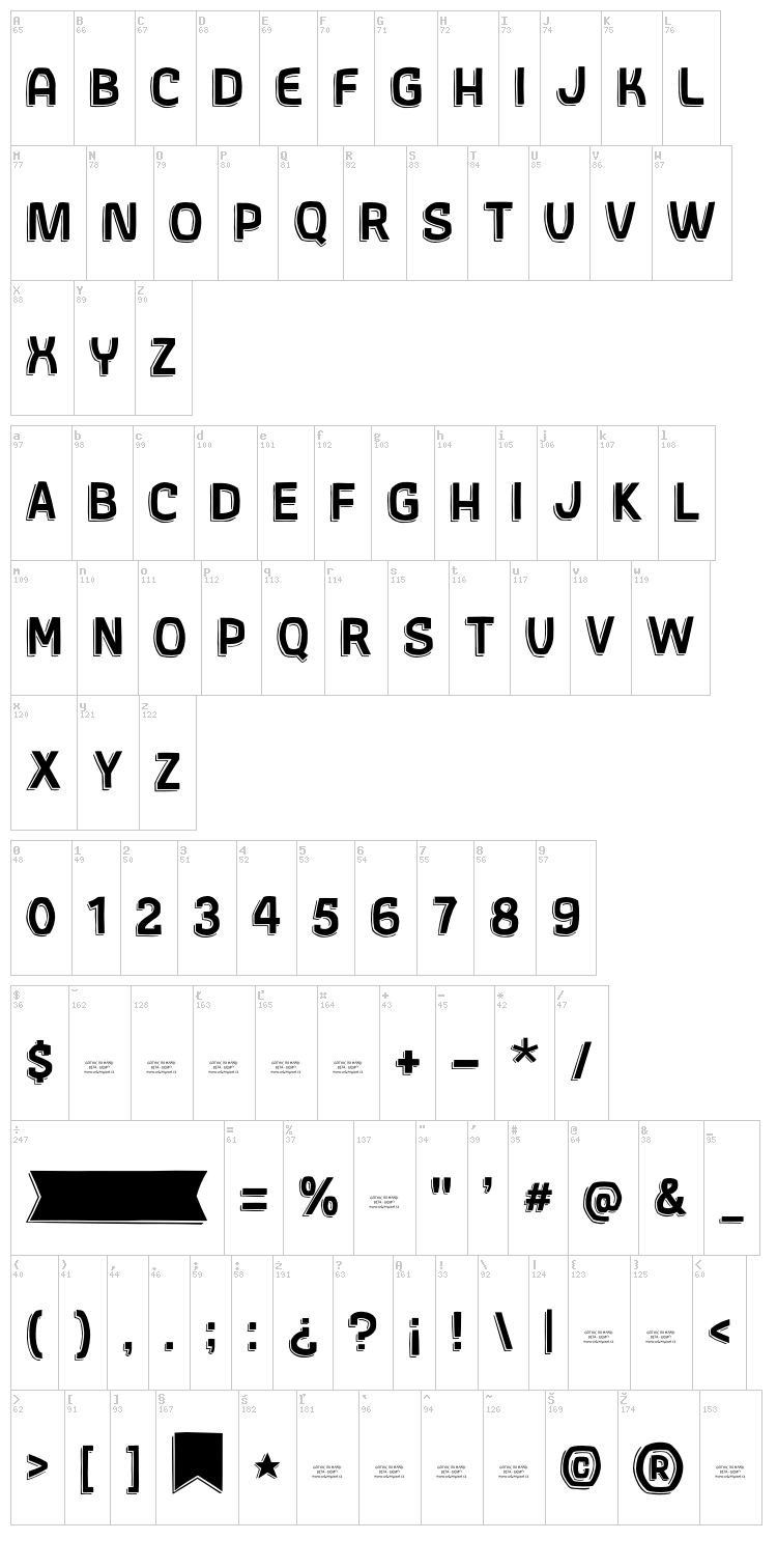 Gothic AX Hand font map