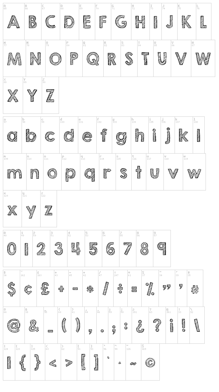 KG Second Chances font map
