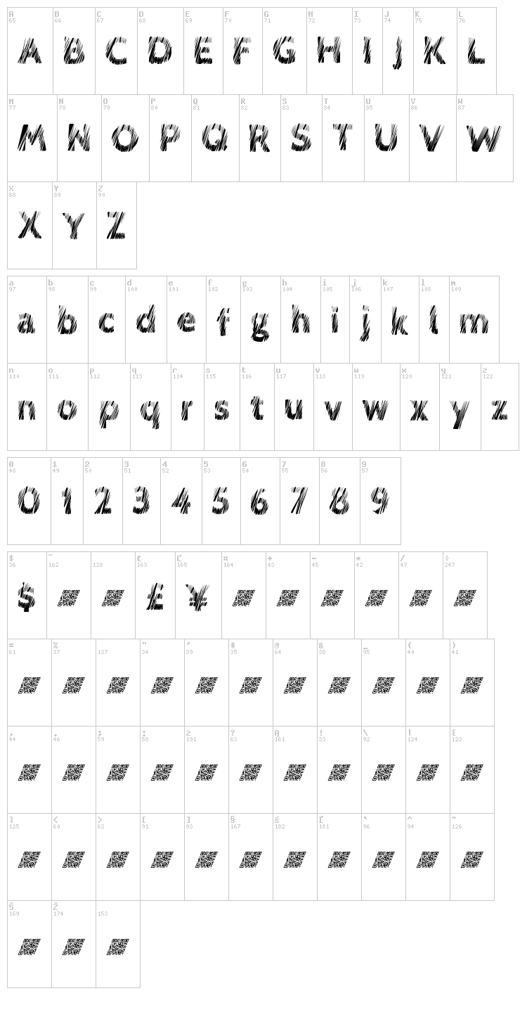 Love Scratch font map