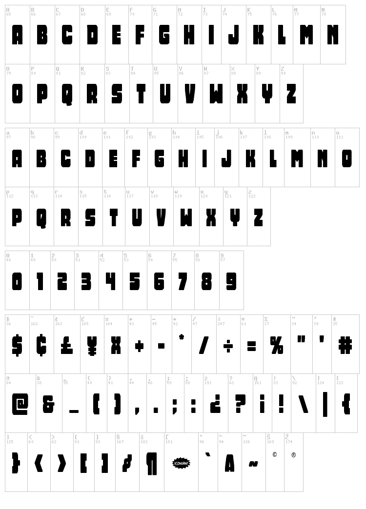 Opus Mundi font map