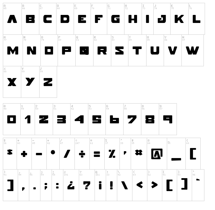 Pokerface font map