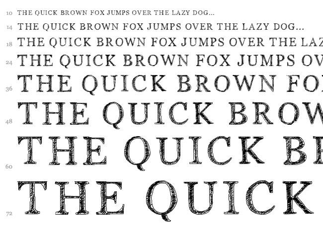 PW Serif Scratch font waterfall