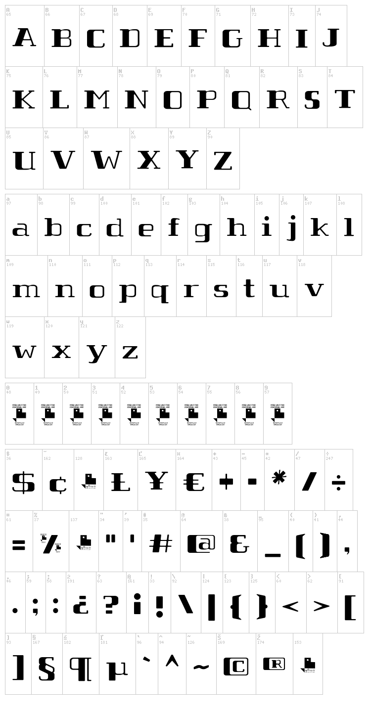 Tabaiba wild FFP font map