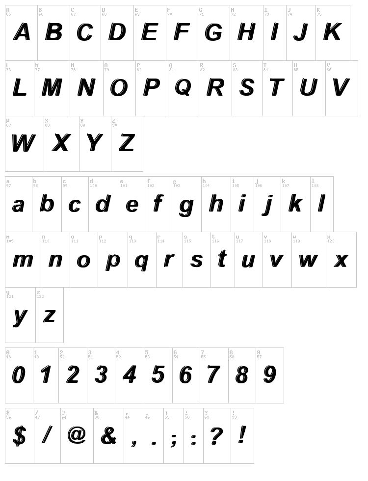 With The Waves font map