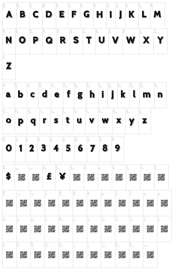 Xero Typique font map