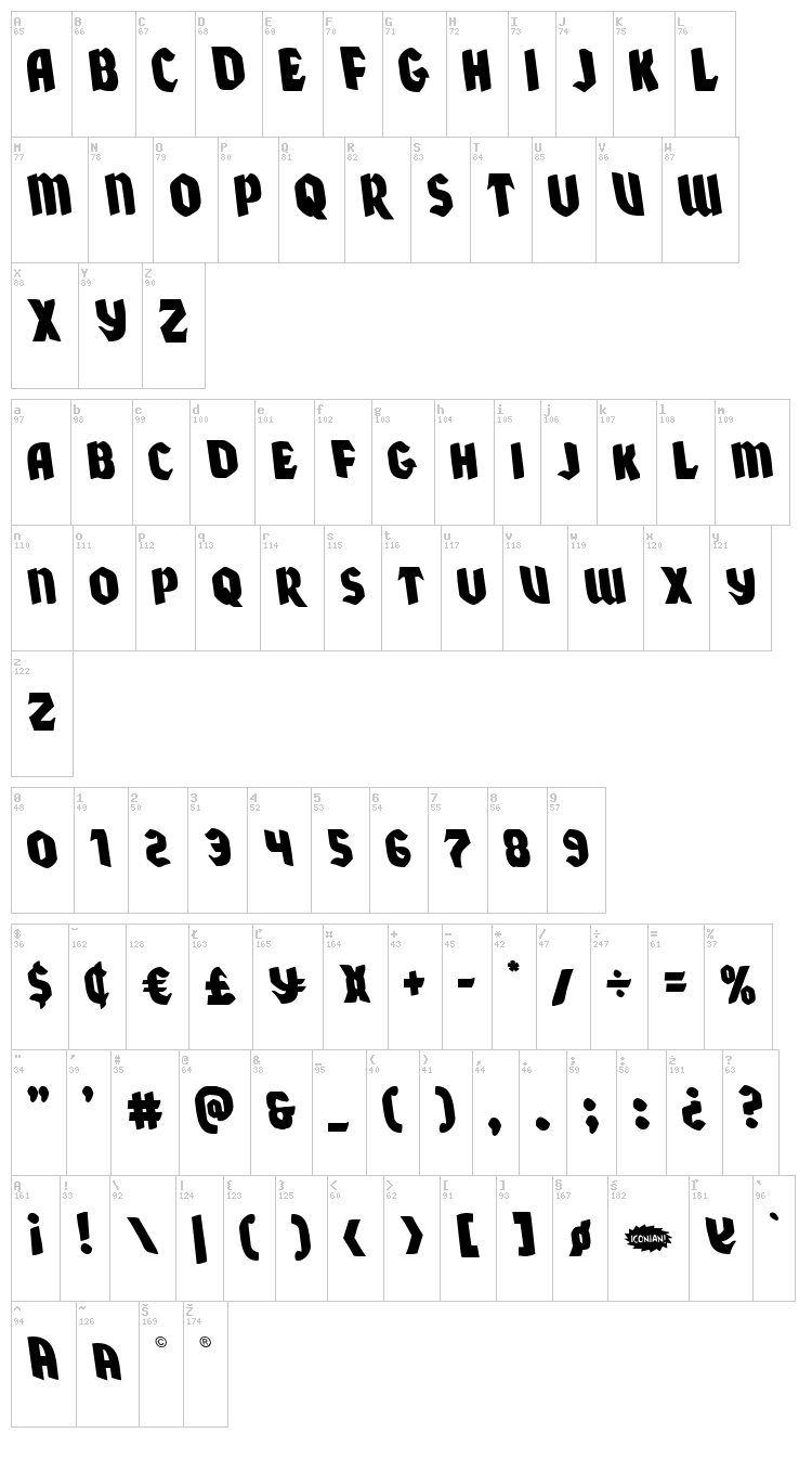 Xmas Xpress font map