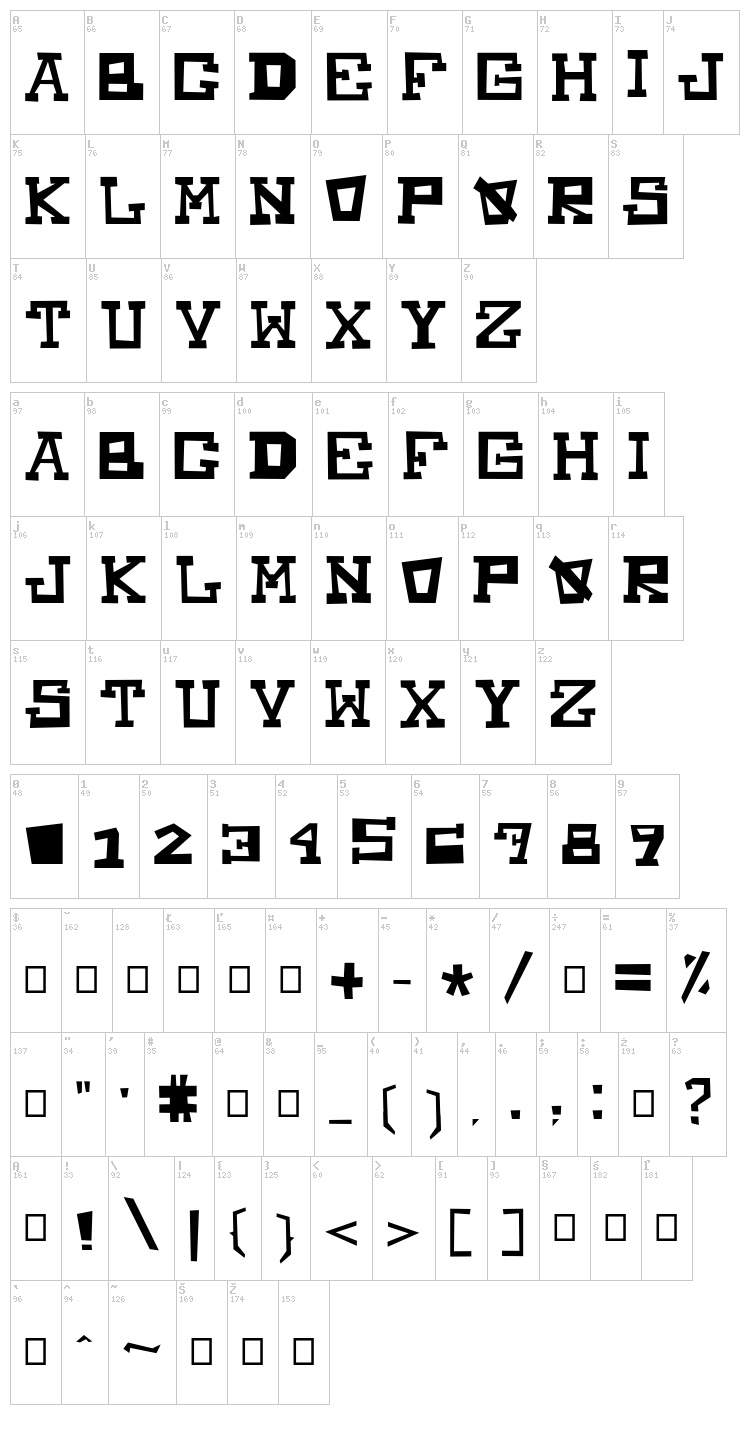 Mucho Power font map