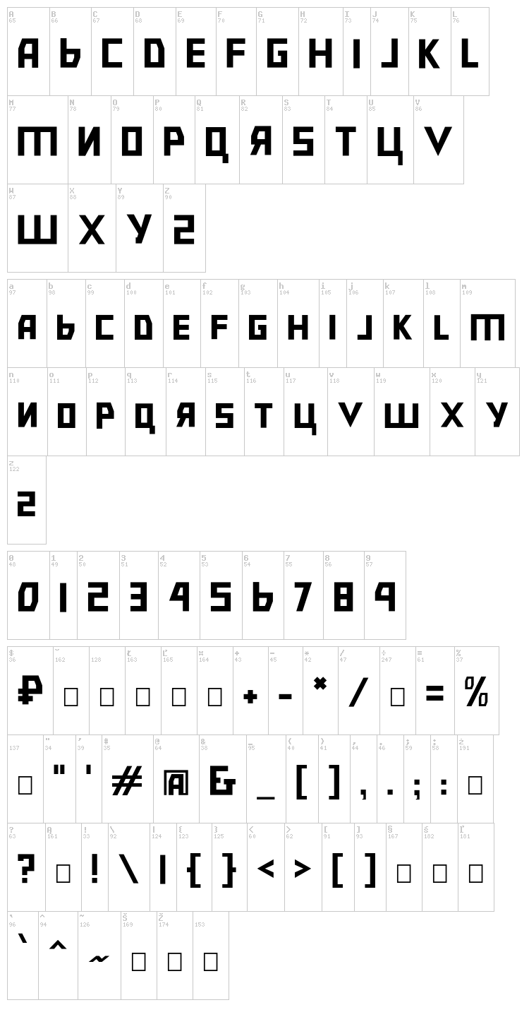 Bolshevik font map