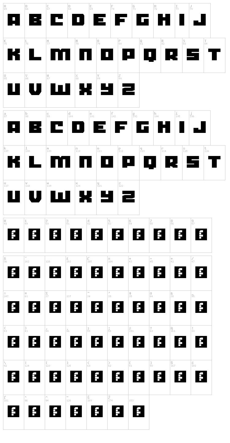 Crank font map
