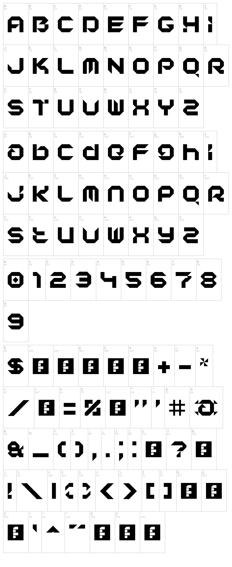 Affection LDR font map