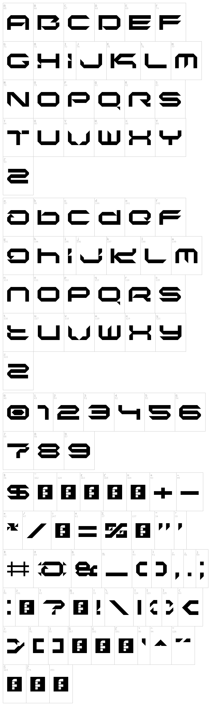 Affection LDR font map