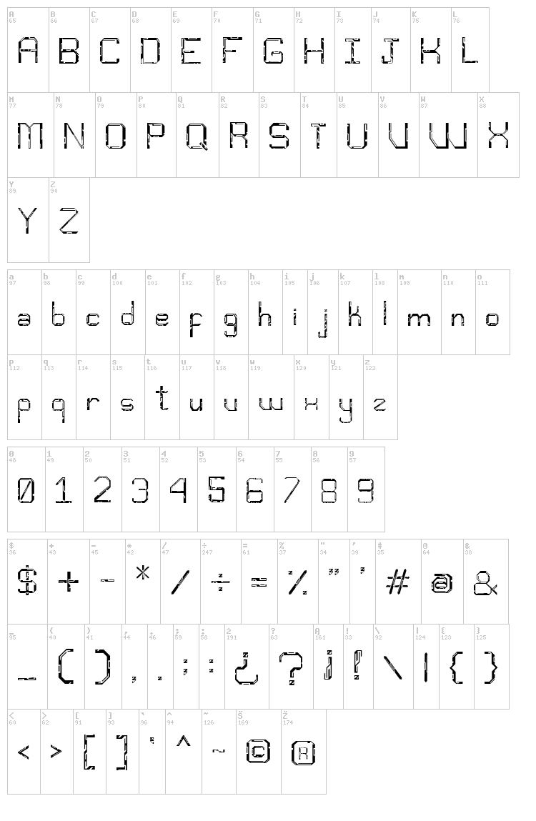 Djentfont font map