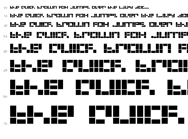 Dysfunctional font waterfall