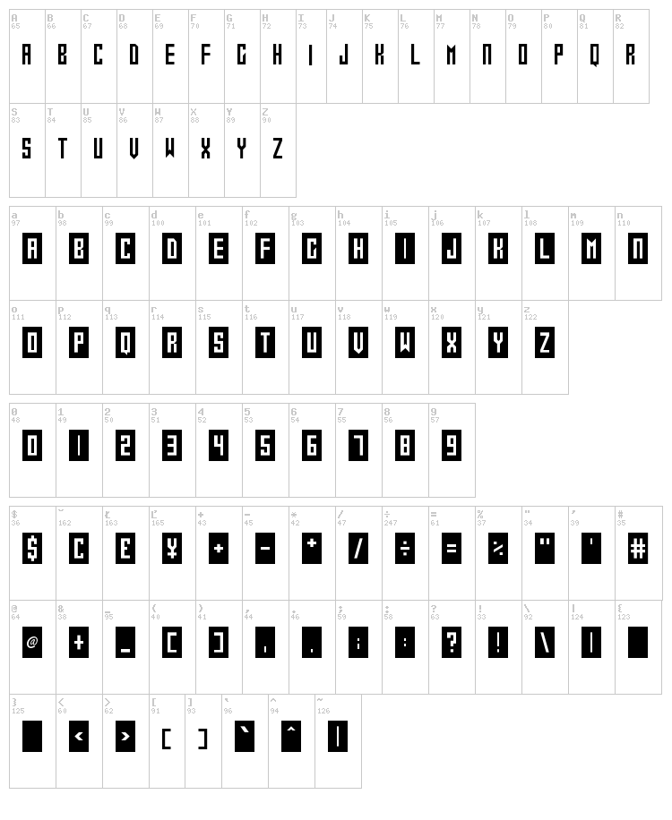 Gameshow font map