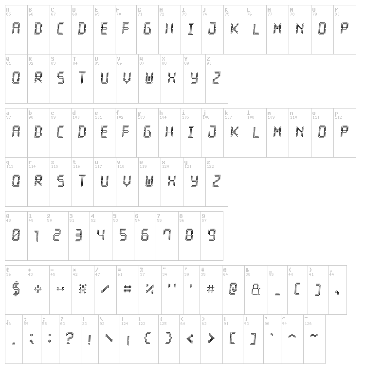 LED Stadion 7 font map