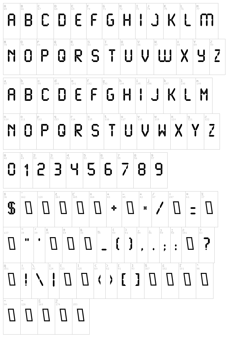 Liquid Crystal font map