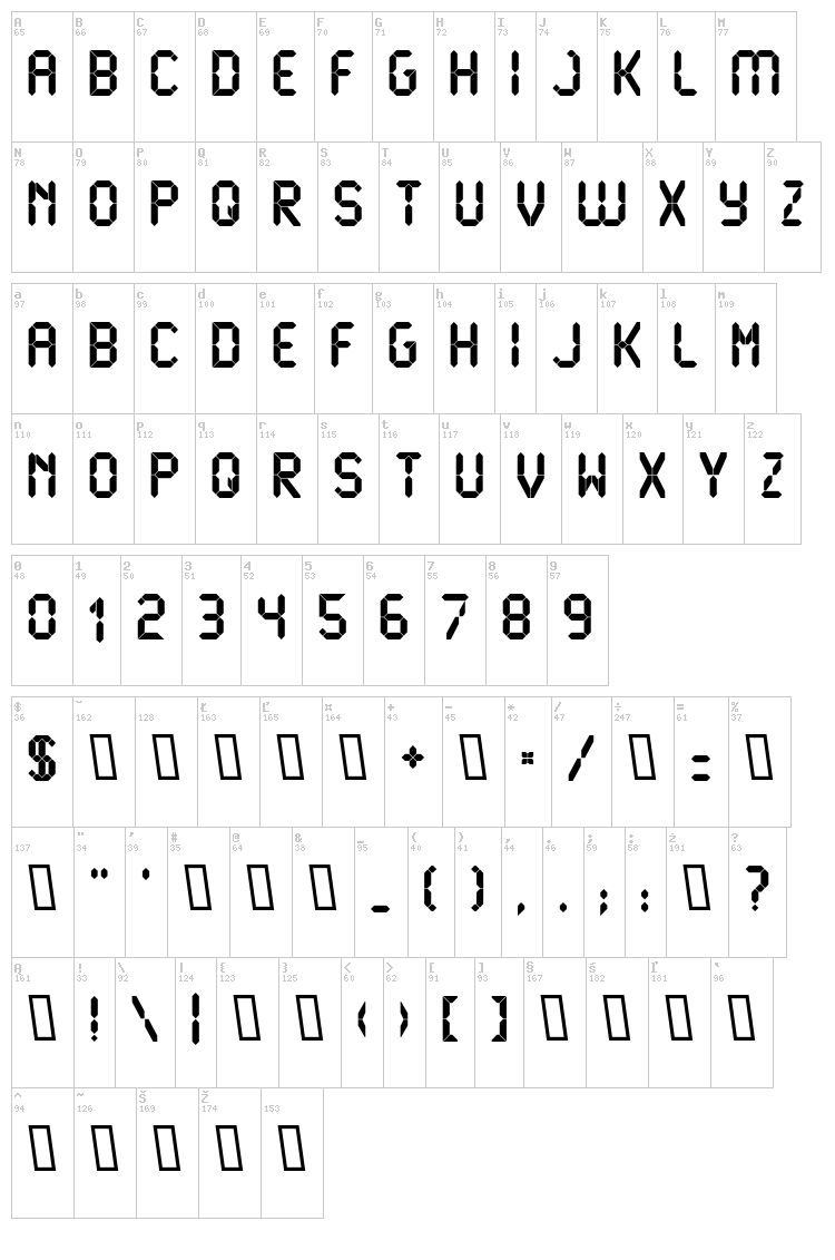 Liquid Crystal font map