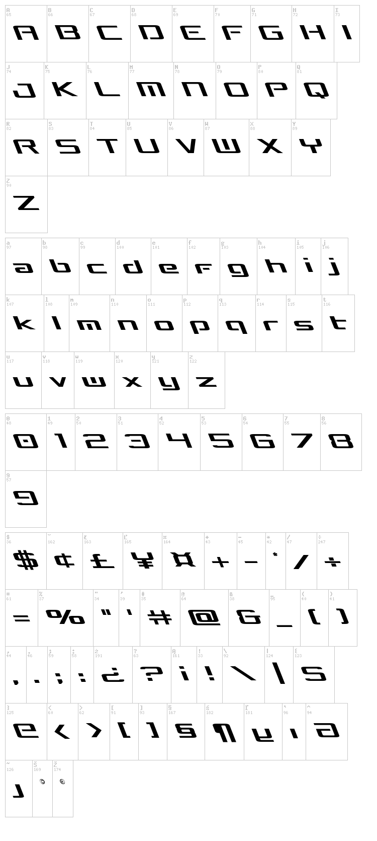 Concielian Break font map