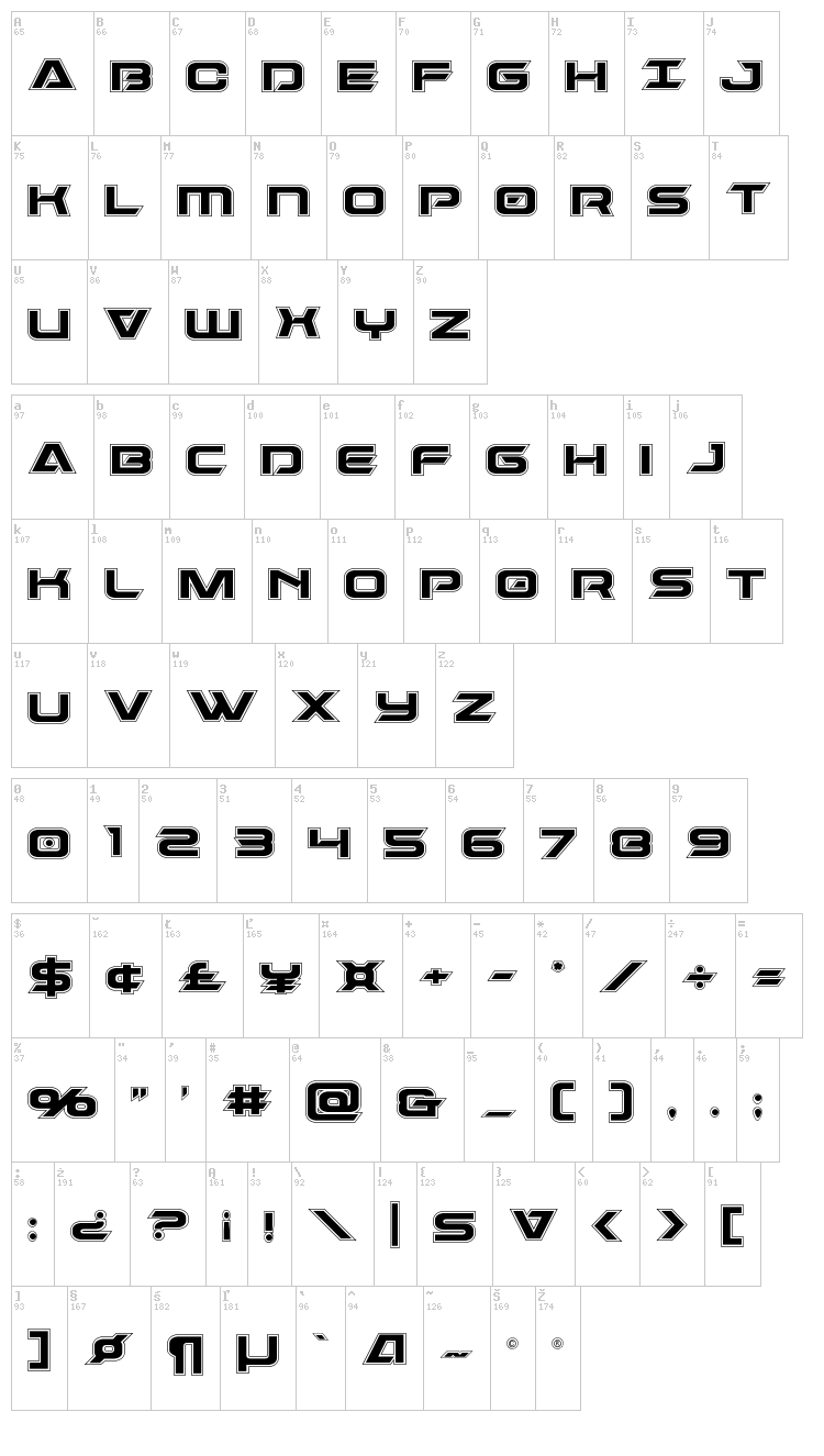 Dameron font map