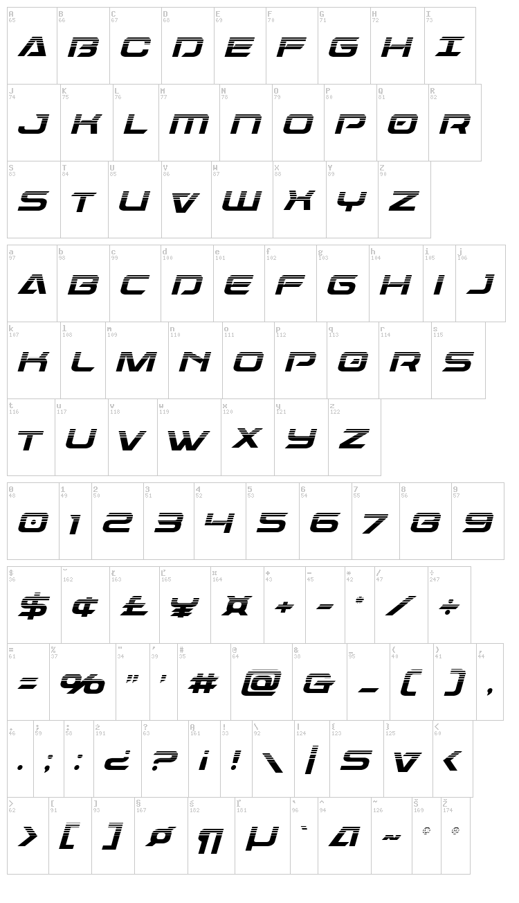 Dameron font map