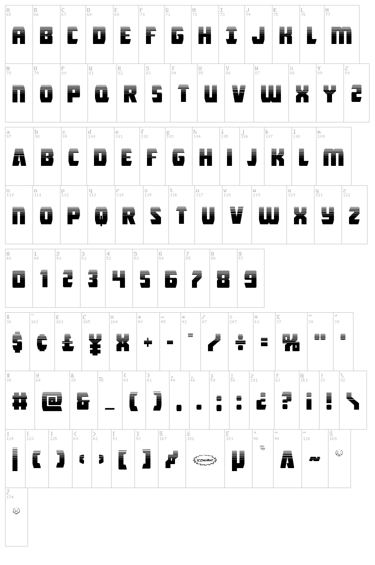 Intergalactic font map