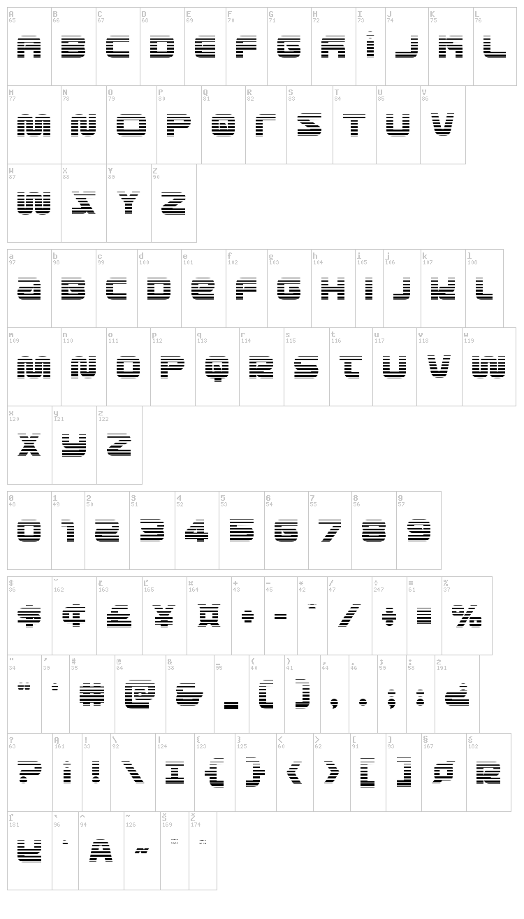 Metronauts font map
