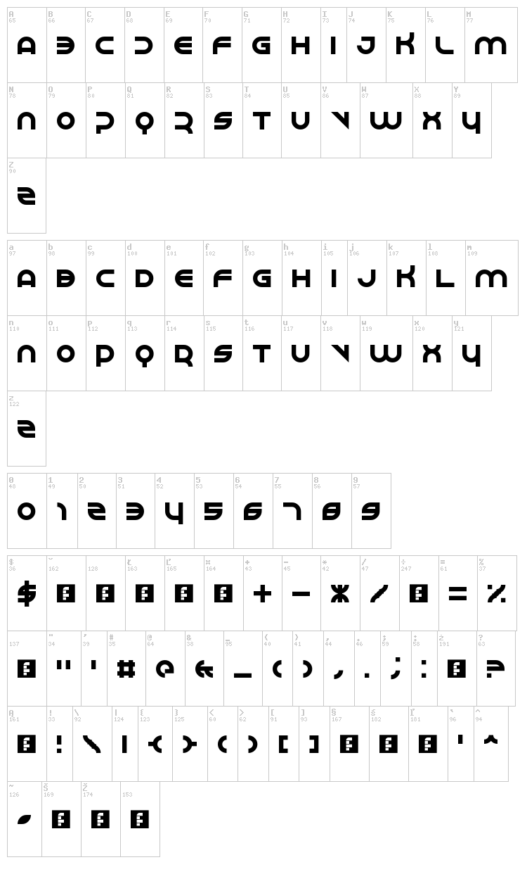 Perspire font map