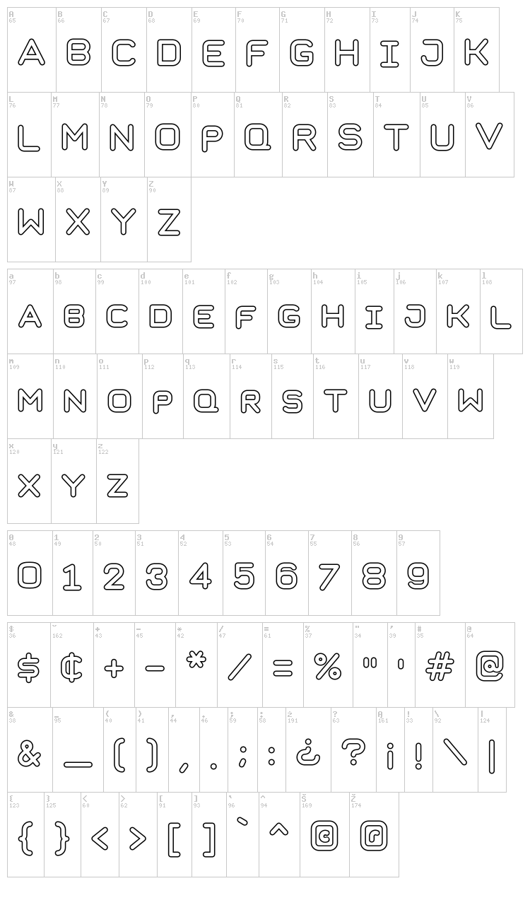 Taurus Mono font map