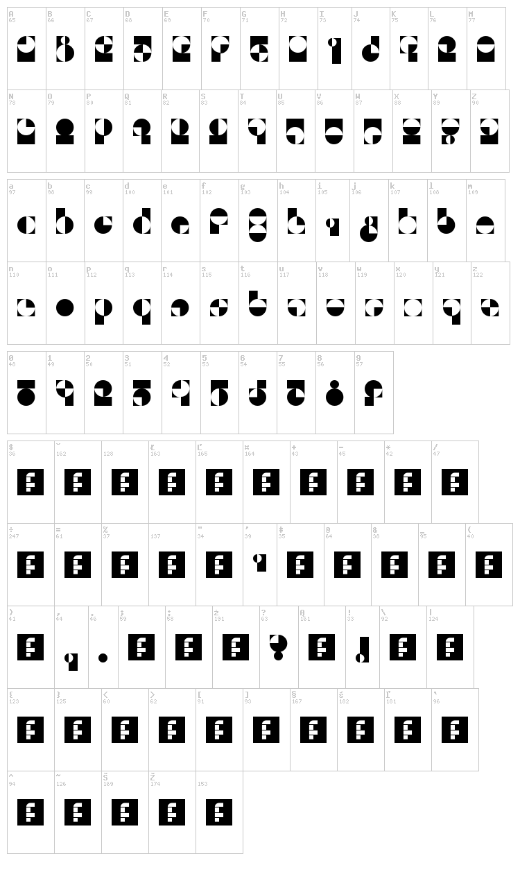 50 Fifty font map