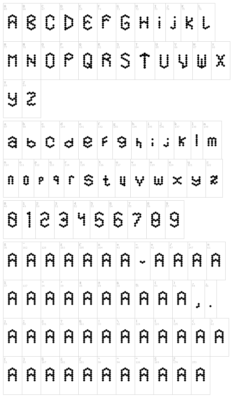 Hexamatter font map