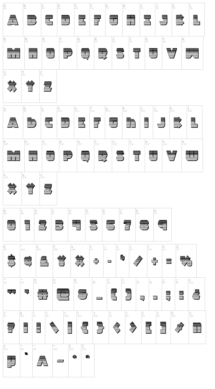 Racket Squad font map