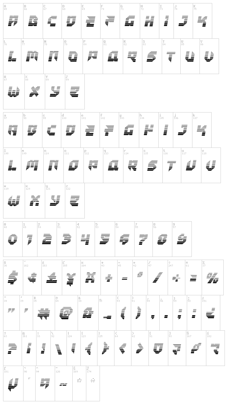 Tokyo Drifter font map