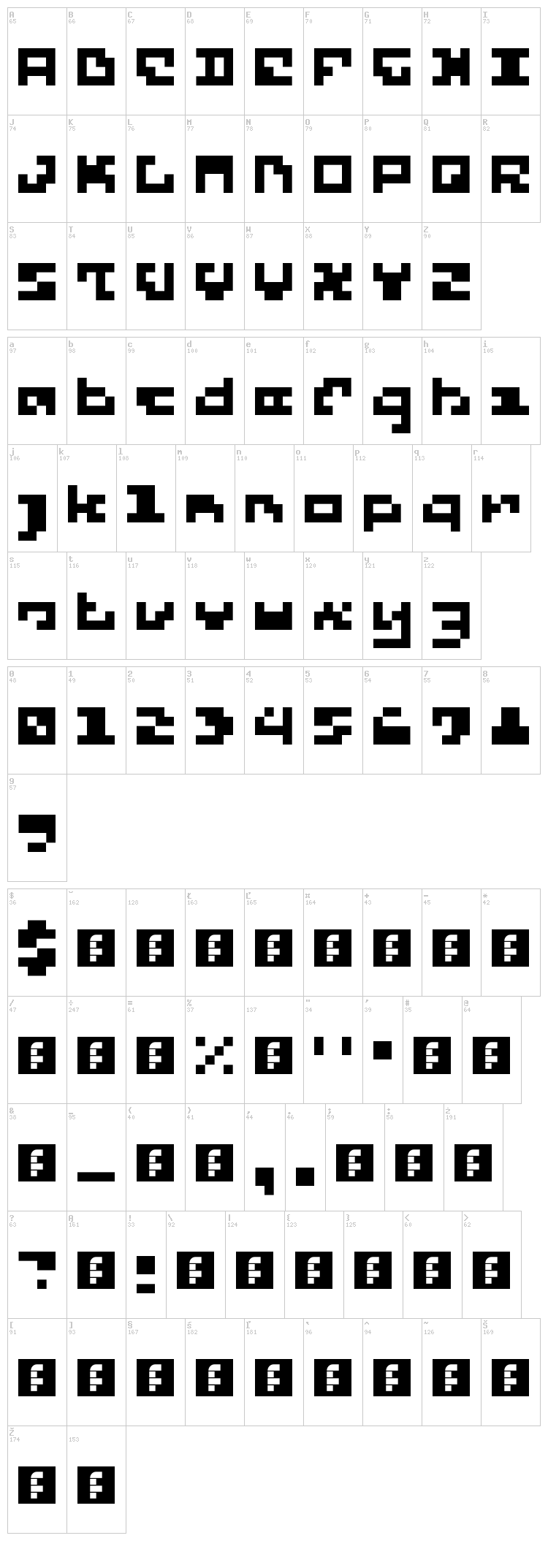 5 Skware font map