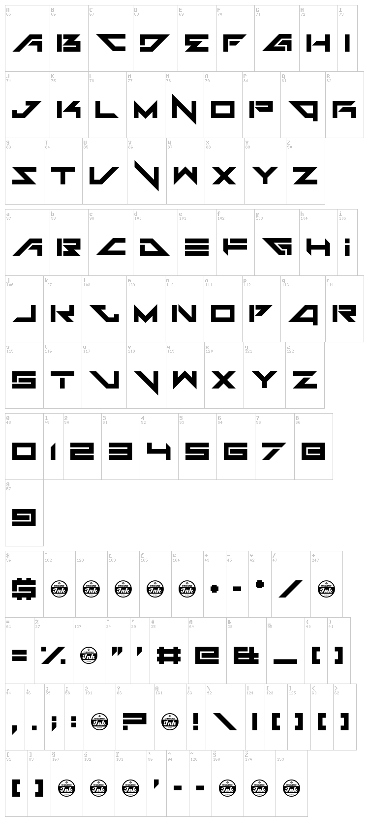 Headshots font map
