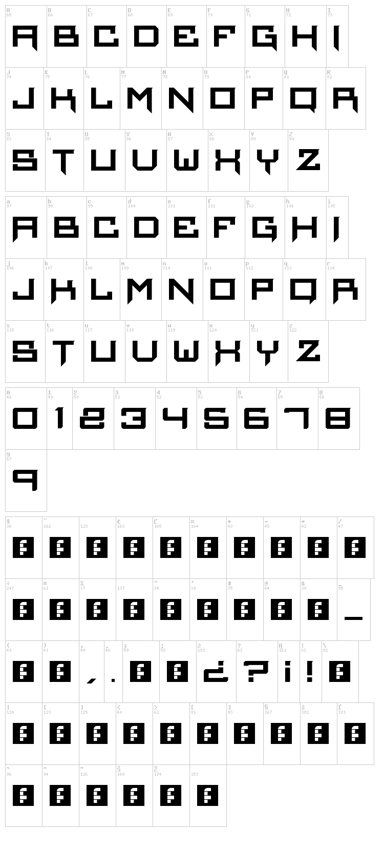Infierno font map