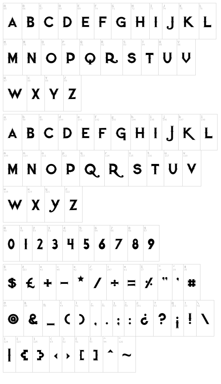 Quiet the Thief font map
