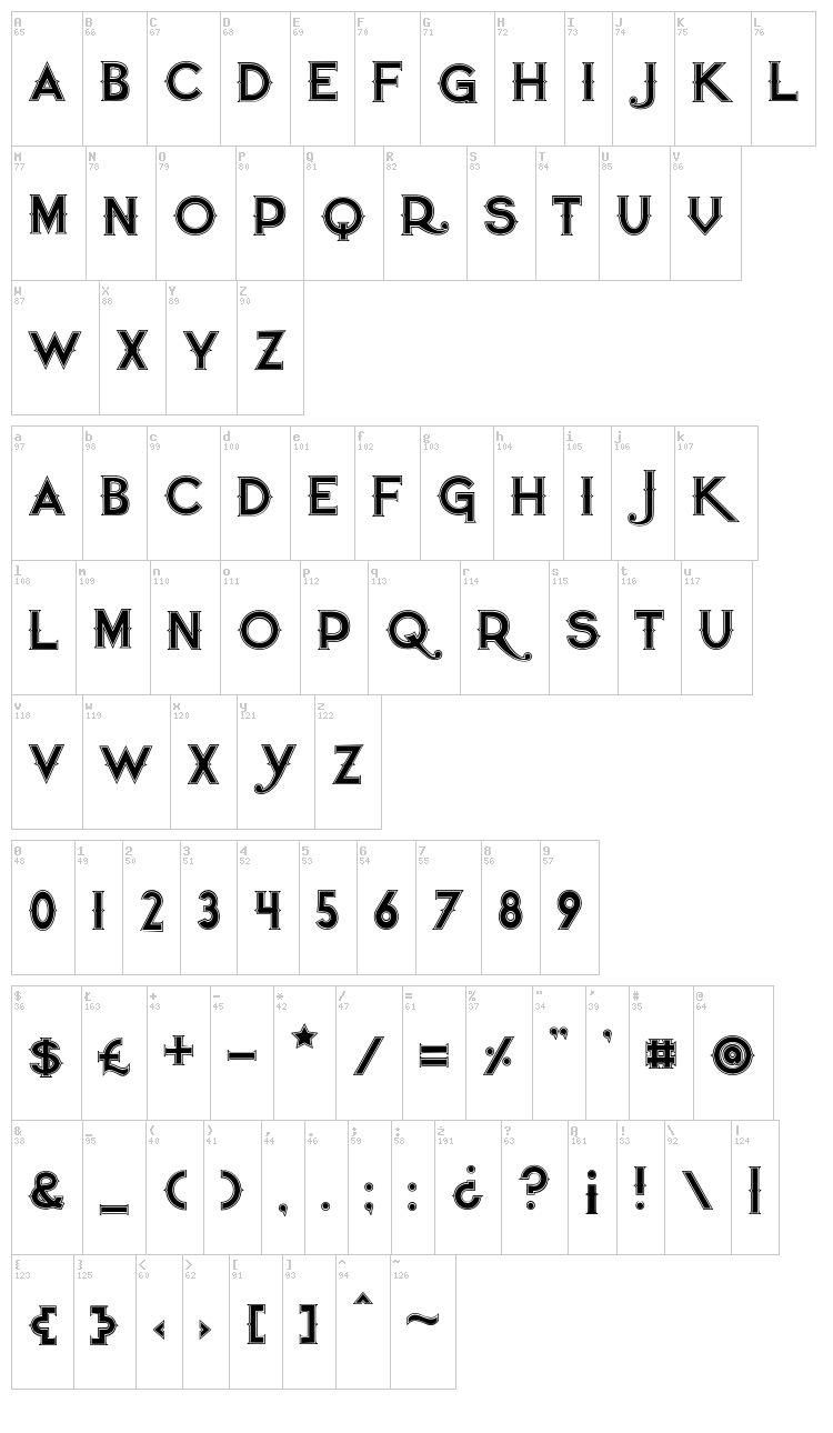 Quiet the Thief font map