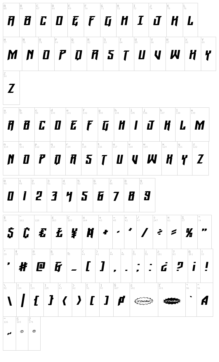 Winter Solstice font map