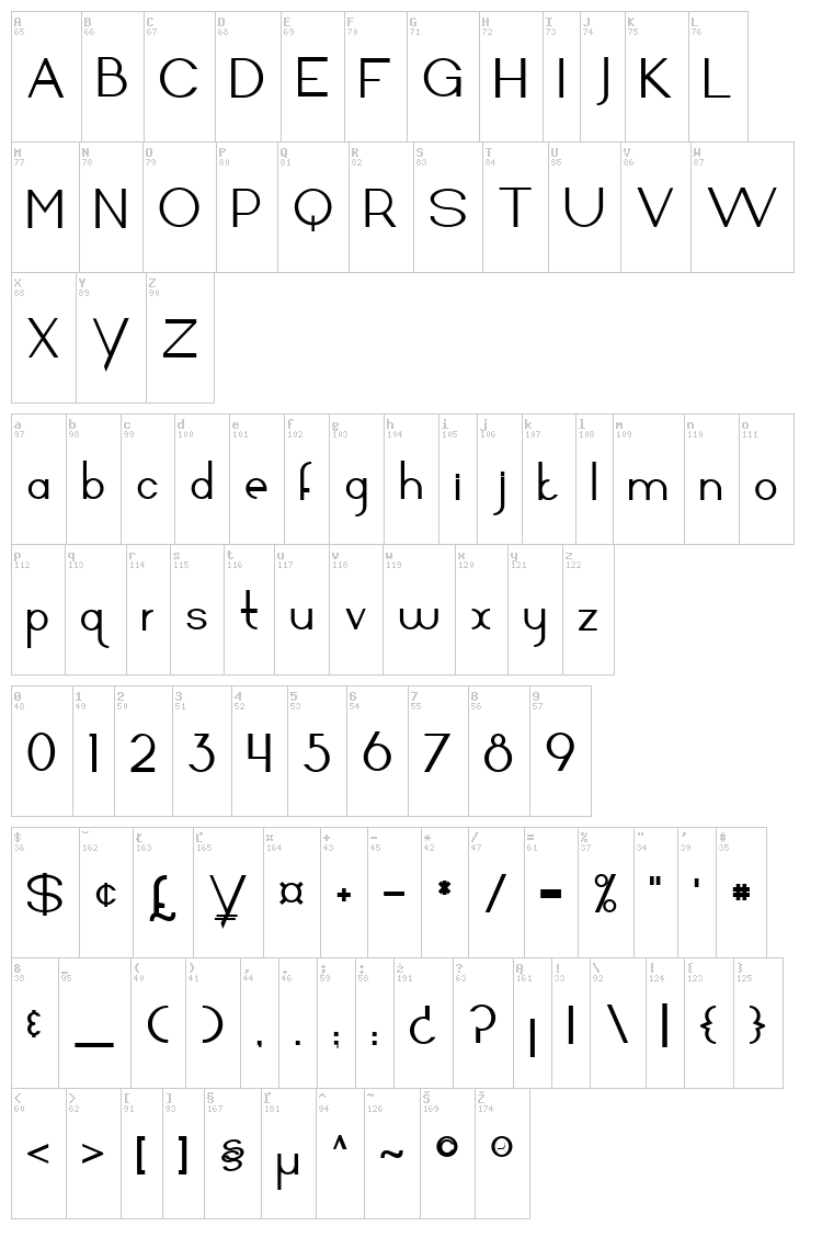 Arrivals and Departures font map