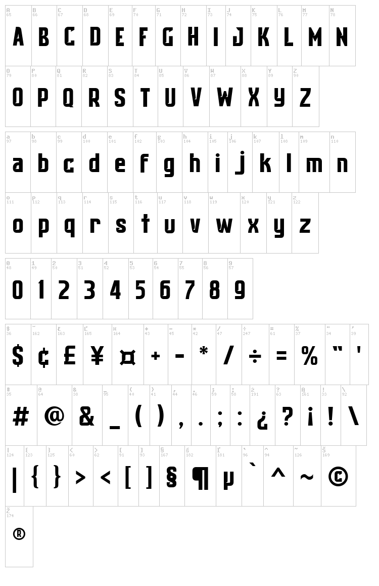 Cubadak font map