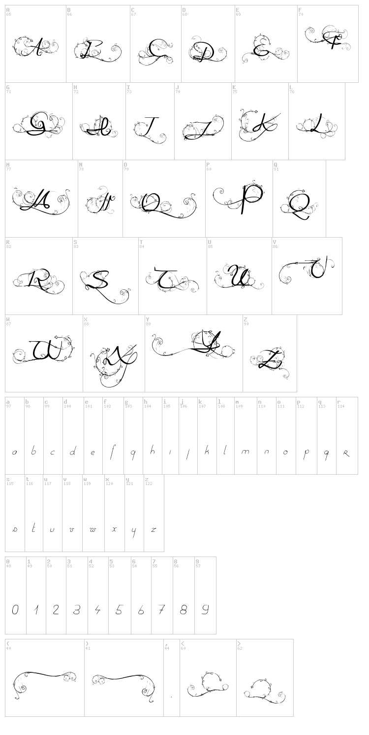 One Day Before Rain font map