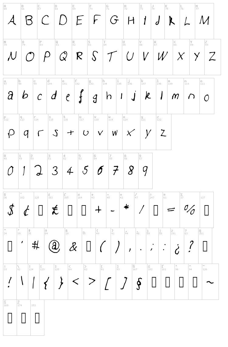 Adams Font font map