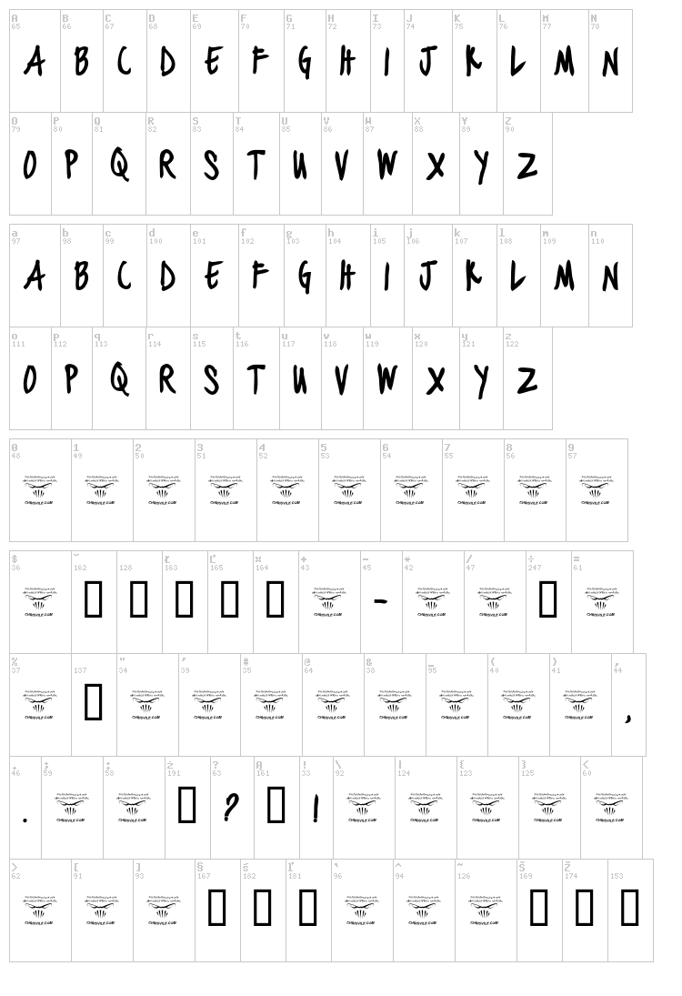 Black Jacket Boys font map