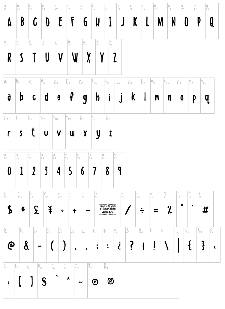 Boldenstein font map