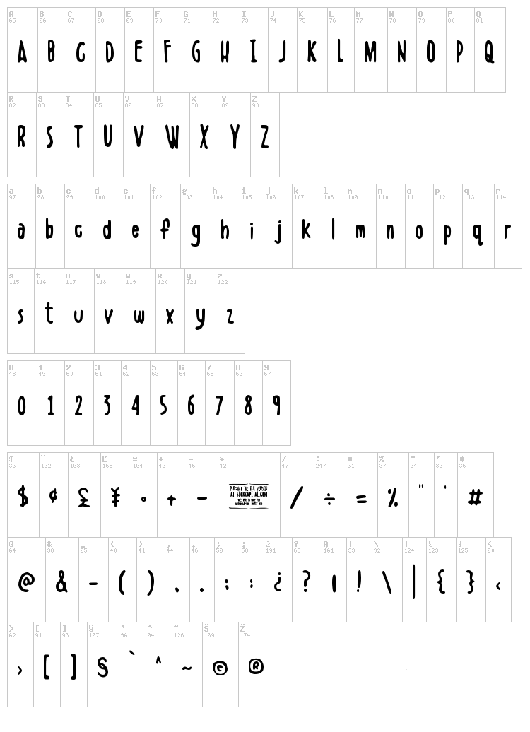 Boldenstein font map