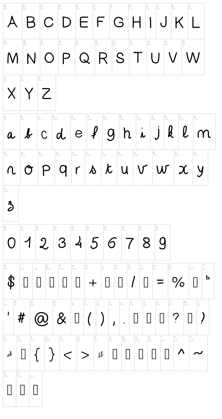 Ecolier font map